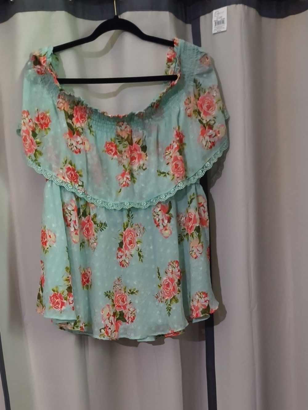 torrid Mint Floral Off-Shoulder Tunic
